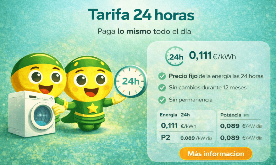 Tarifa 24 horas de Gana Energía: precio fijo todo el día, sin líos Tarifa 24 horas de Gana Energía: precio fijo todo el día, sin líos