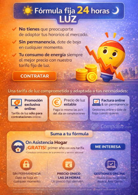 Fórmula Fija 24 Horas Luz de Energya VM: tranquilidad total en tu factura